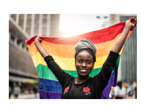 Woman Waving Rainbow Flag